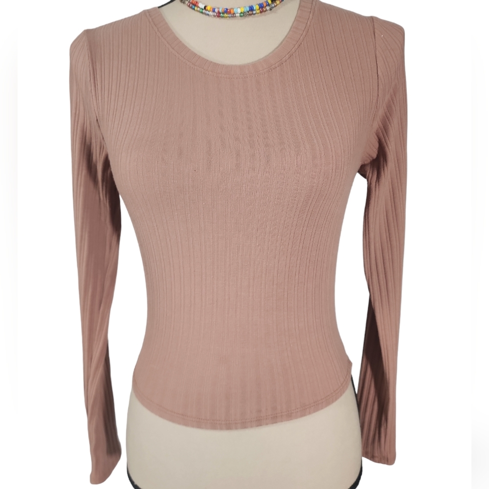 Bozzolo Brown Long Sleeves Crop Top.  S